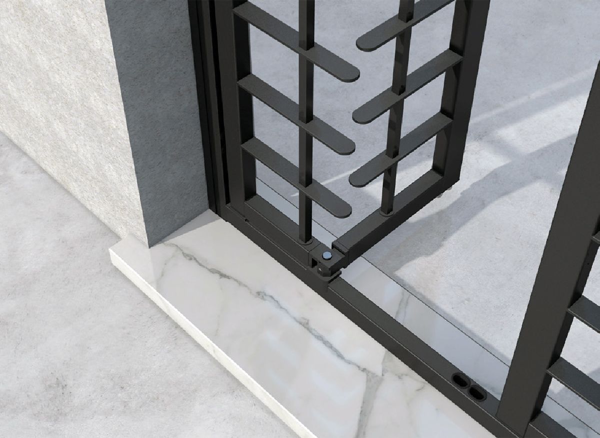 Mezza anta aperta verso l'interno