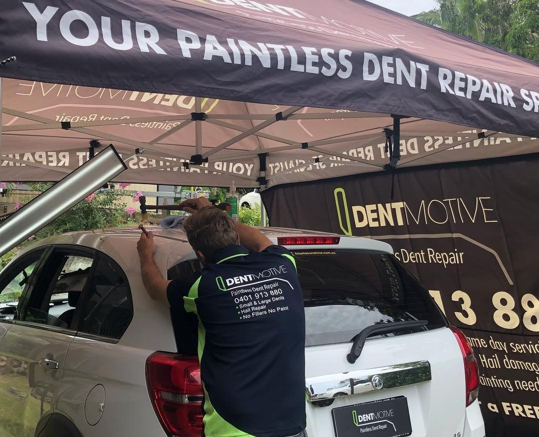 Repairing The White Car On The Garage — Dent Motive in Nerang, QLD