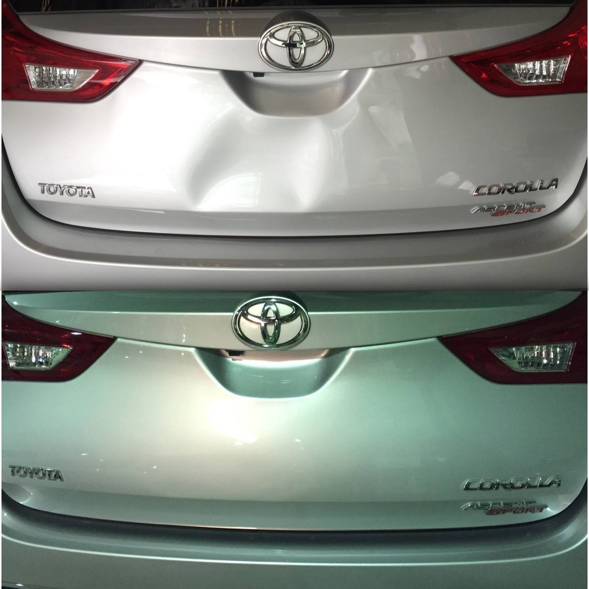 Before And After Dent Repair Of The Back Of The Car — Dent Motive in Nerang, QLD