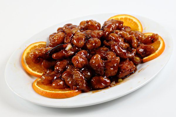Orange Chicken On A White Plate - Sacramento, CA - Far East Café