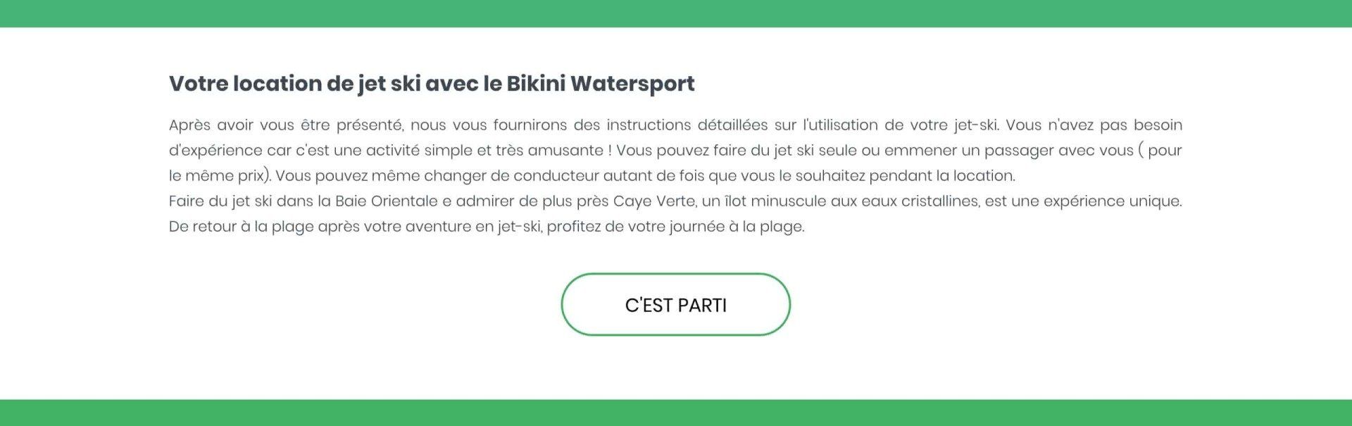 Jet ski à la Baie Orientale, section activité sur le site internet du Bikini Watersport