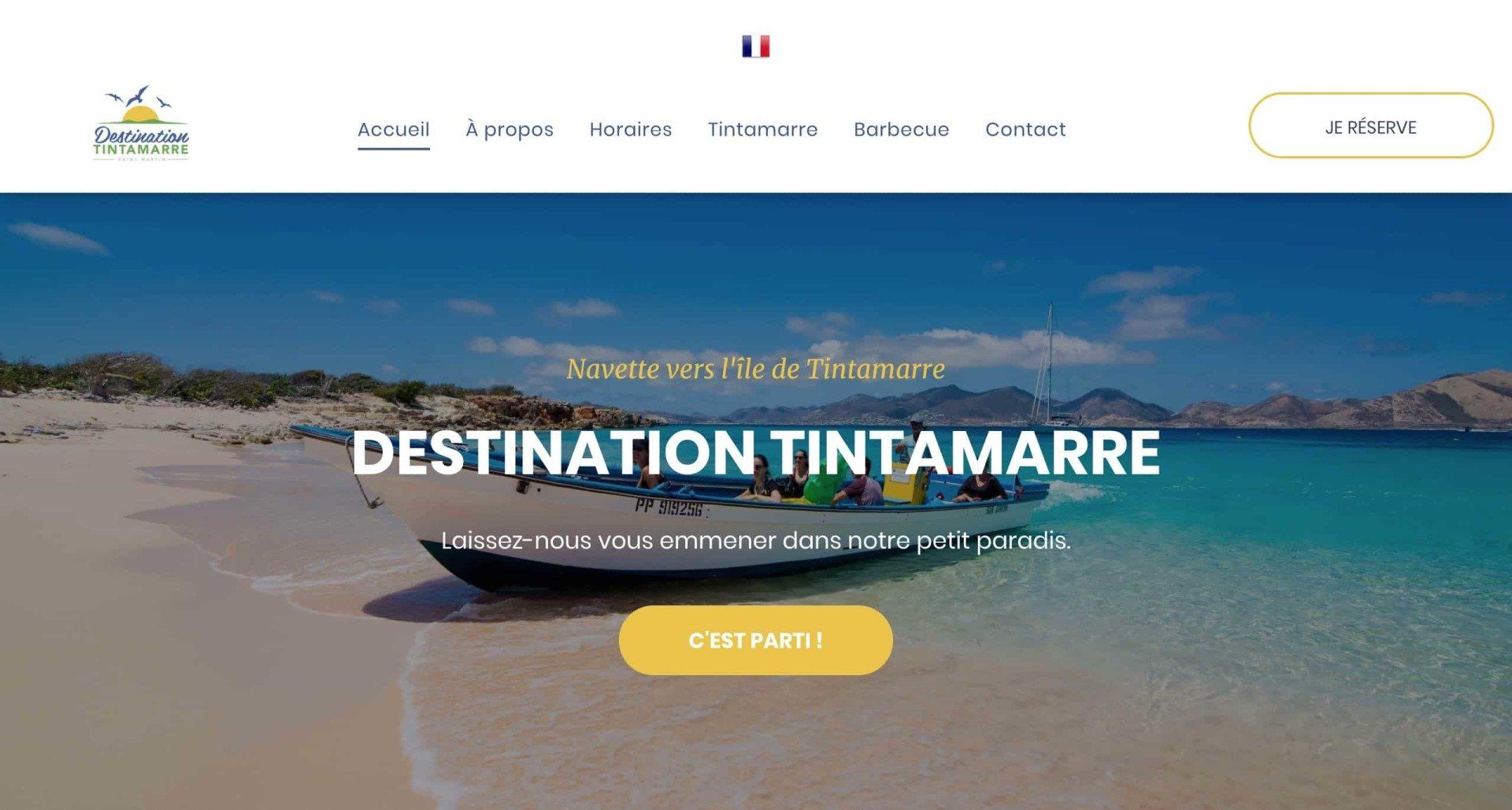 Page d'accueil du site internet de Destination Tintamarre