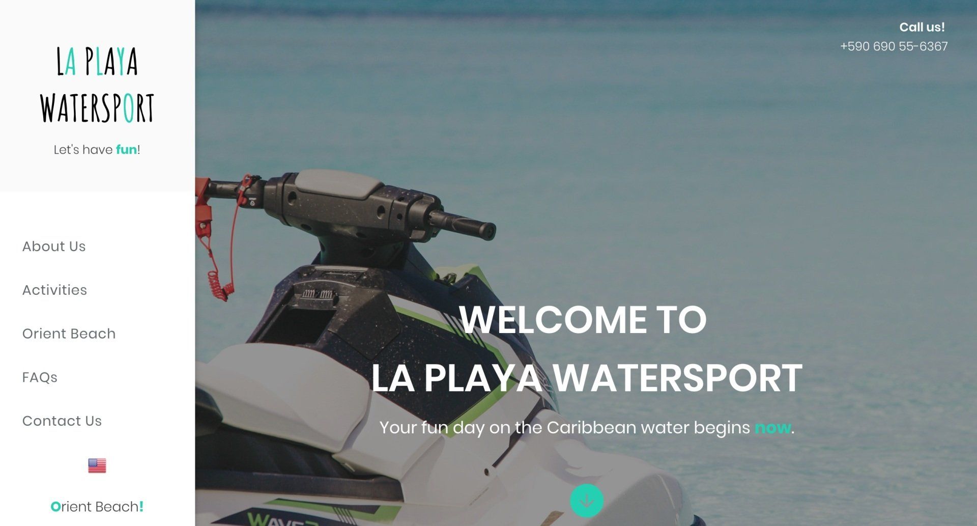 La Playa Watersport Site internet, page d'accueil