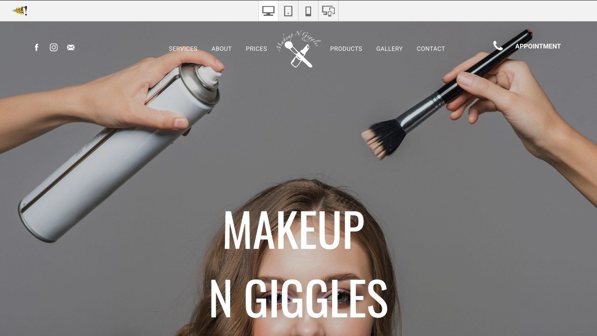 Création du site internet de Makeup n Giggles à Key West, par Bonjour Success