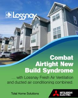 Advertisement for Lossnay ventilation system: Buildings, tagline 