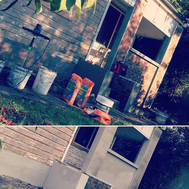 Wall Before and After — Newcastle NSW — T.K Cement Render