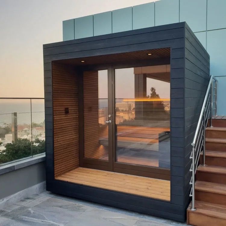 Uforia LUX outdoor black sauna with changing room