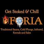 A logo for uforia traditional sauna cold plunge infrared rentals and sales