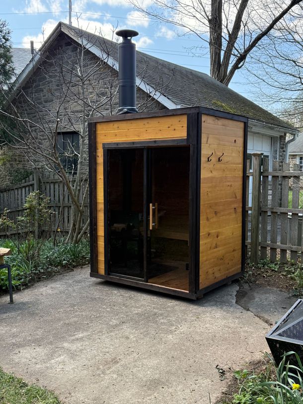 Outdoor wood fired sauna in Philadelphia