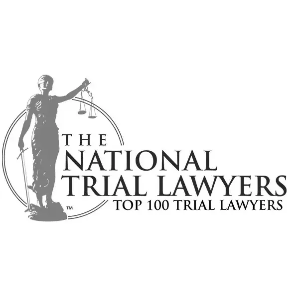 Logo for The National Trial Lawyers: a statue of Lady Justice within a circle.