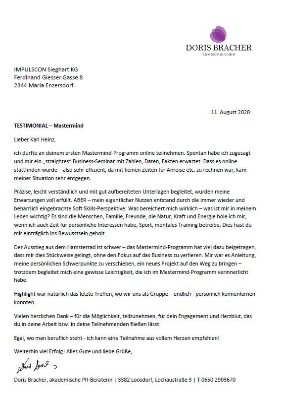 testimonial bracher doris