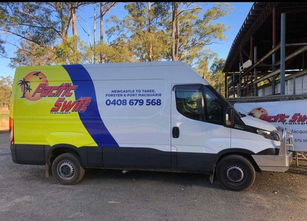 Transport Van Yellow And Blue — Professional Transport in Taree, NSW