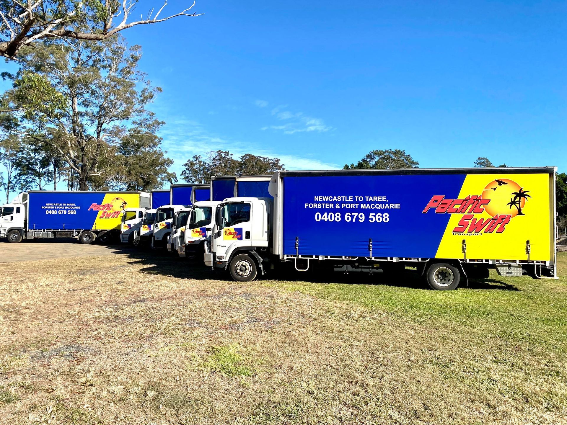 Blue And Yellow Container Truck — Professional Transport in Taree, NSW