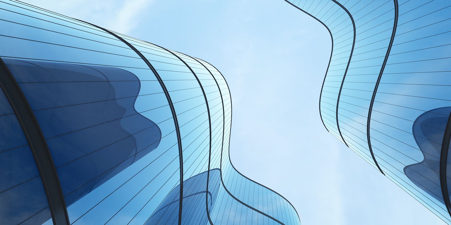 Low angle view of futuristic architecture Low angle view of futuristic architecture