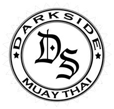 Darkside Muay Thai logo: Black and white circular design with "Darkside Muay Thai" text and stylized "Ds" initials.