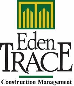 Logo for Eden Trace Construction Management: text below a green and yellow building graphic.