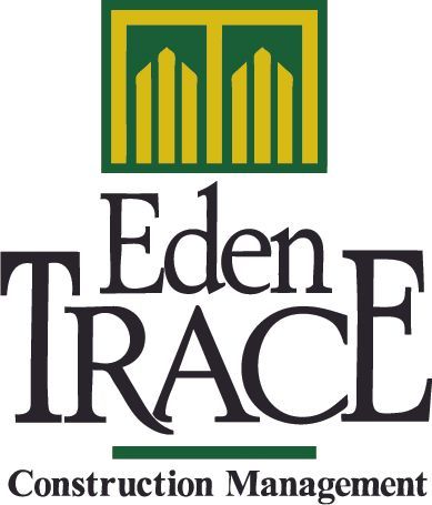 Logo for Eden Trace Construction Management: green and gold building icon over text.