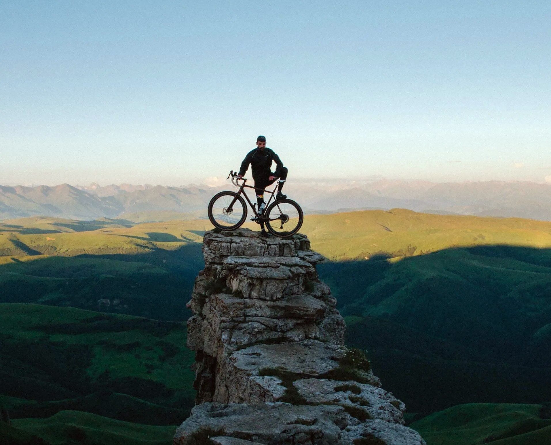 Biker on top of mountain