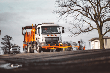 Picture of highway striping truck for Reliability at Arkansas Sign and Barricade