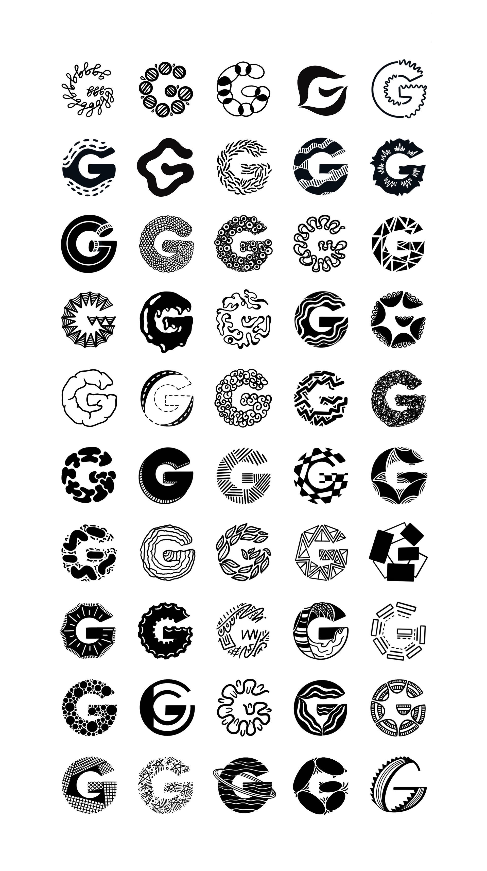 A spread of custom hand lettered Bs from the Killer Alphabet