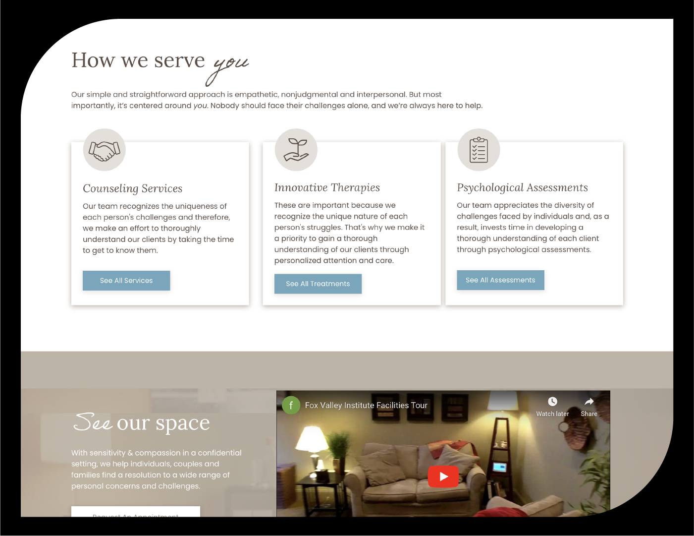 Website design and development for Fox Valley Institute's mental therapy proram