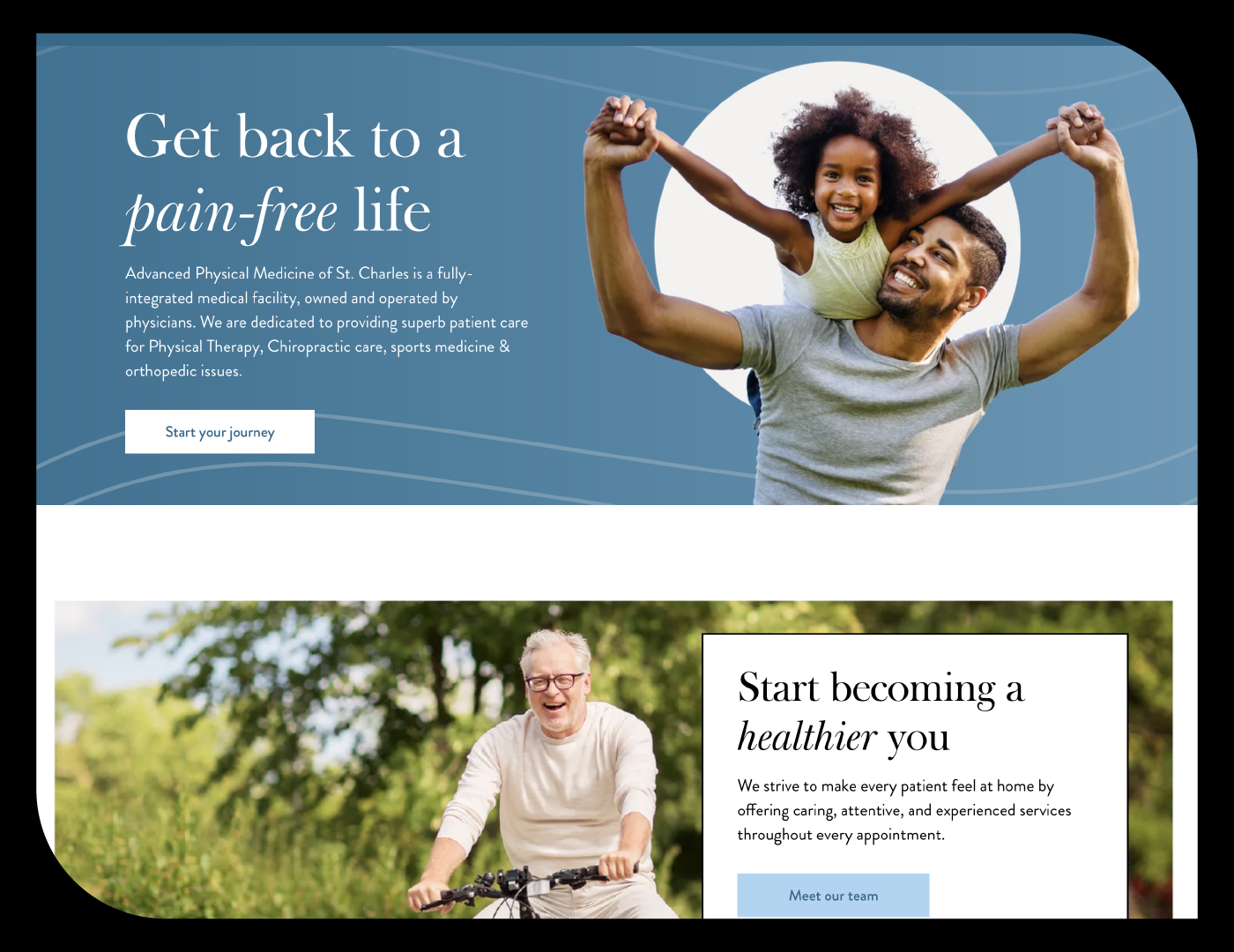 Website design and development for physical therapist at APM of St Charles