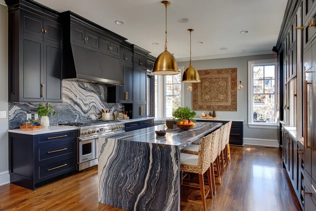 Modern kitchen design-build Burnaby BC | Kitchen renovation Burnaby British Columbia | Kitchen remodeling contractor Burnaby Canada showcasing quartz counters, pendant lighting, and oak flooring. Every Burnaby project emphasizes efficiency, symmetry, and visual refinement.