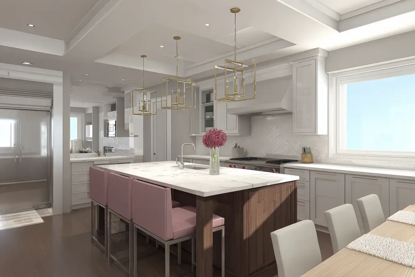 Kitchen renovation in Burnaby Canada using eco-friendly cabinetry, quartz surfaces, and LED lighting upgrades. The project includes ventilation improvements and backsplash redesign for improved airflow and visual appeal.