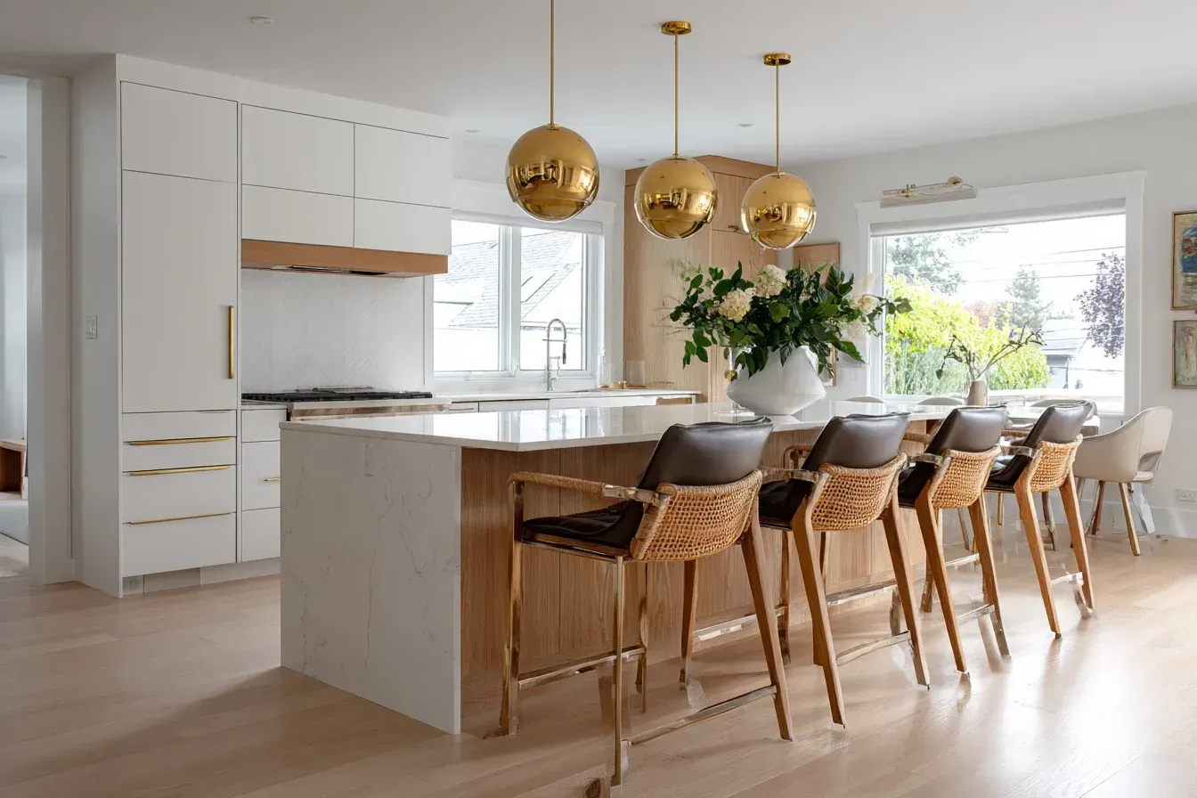 Smart-home kitchen renovation Burnaby BC | Kitchen remodeling Burnaby British Columbia | Kitchen upgrade Burnaby Canada using connected lighting, smart thermostats, and hidden appliance integration. Burnaby contractors balance innovation with elegant cabinetry and marble details.