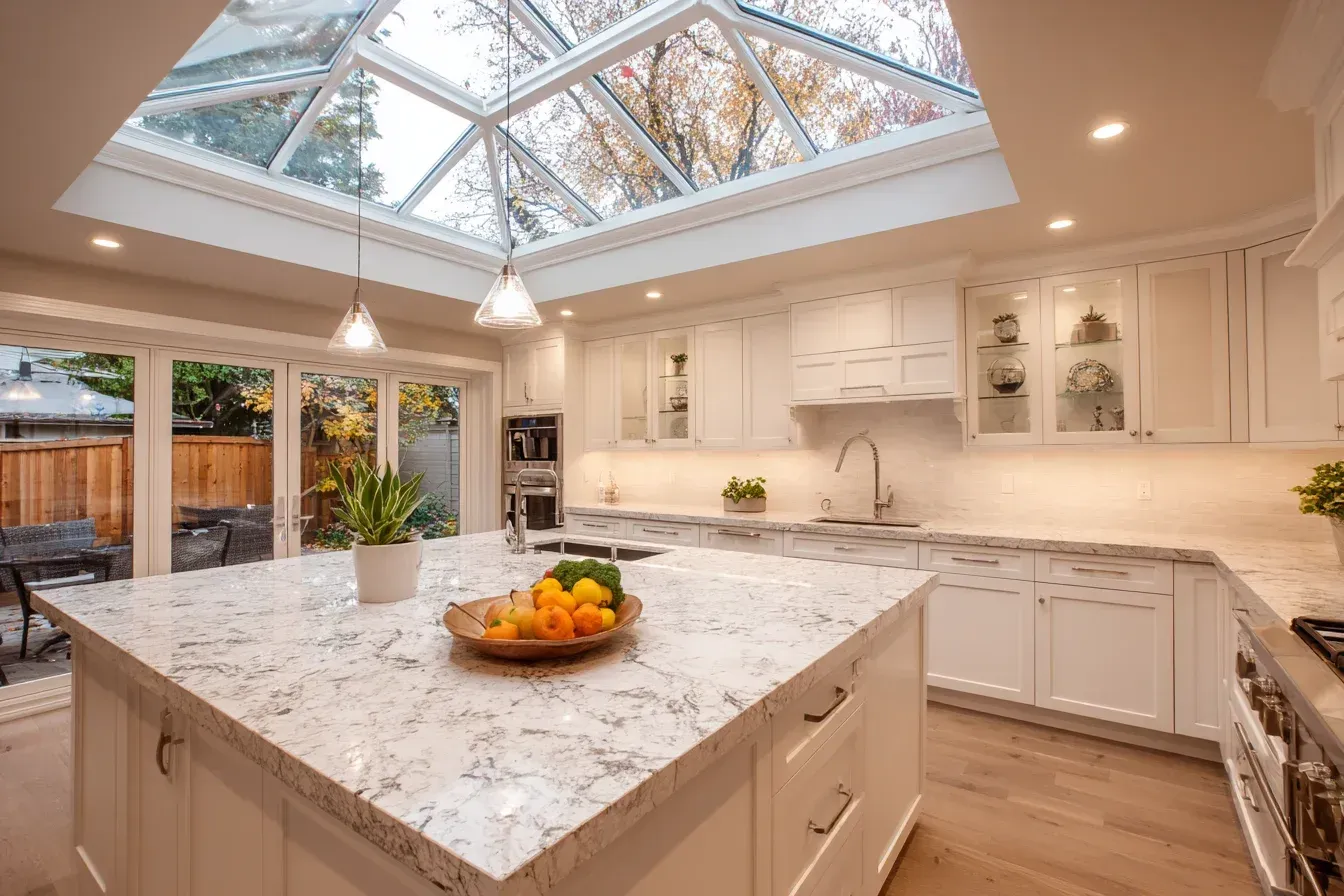 Luxury kitchen renovation Burnaby British Columbia blending frameless cabinetry, glass shelves, and multi-layer lighting. Professional installers ensure seamless transitions and elegant details. The result is a gallery-worthy kitchen built for daily use.