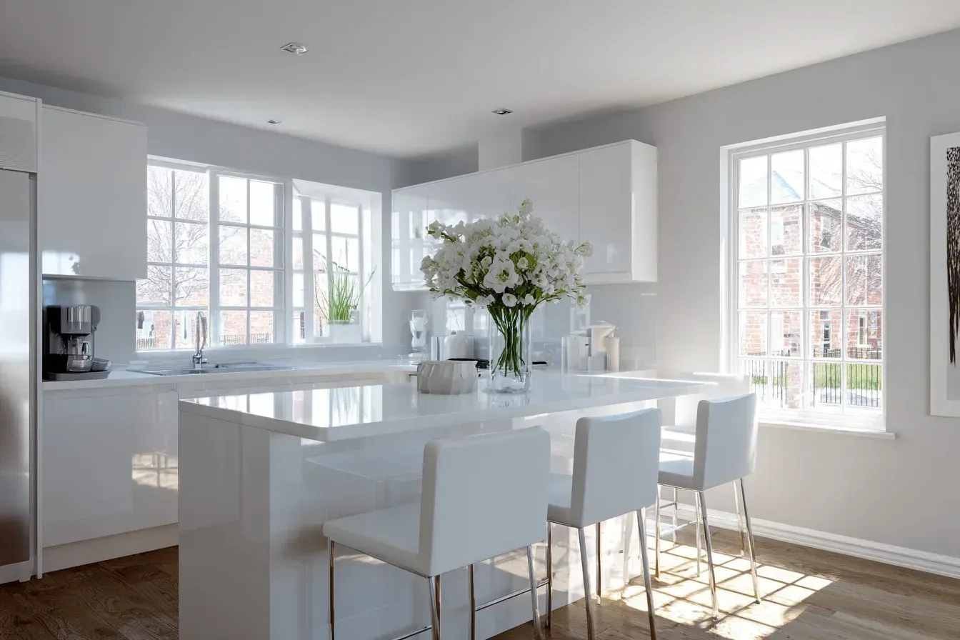 Burnaby kitchen remodeling project with shaker-style cabinets, quartz countertops, tile flooring installation, modern lighting upgrades, and expert Vancouver kitchen renovation specialists serving Burnaby homeowners with complete remodeling services.