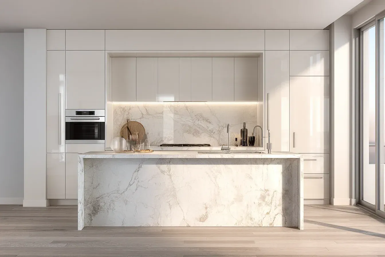Designer kitchen renovation Burnaby BC | Kitchen remodeling Burnaby Canada | Custom cabinet installation British Columbia featuring quartzite surfaces, hidden lighting, and premium fixtures. Builders merge aesthetic artistry and practical design.