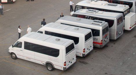 several minibuses