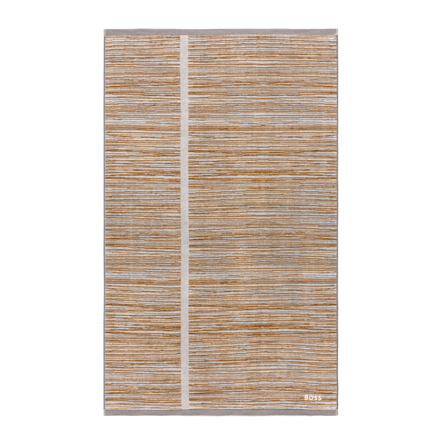 Un tapis marron avec une bande blanche en bas