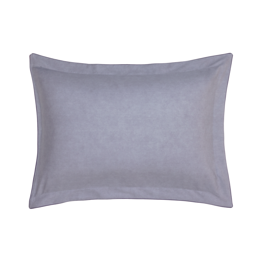 Coussin rectangulaire bleu clair à bordure.