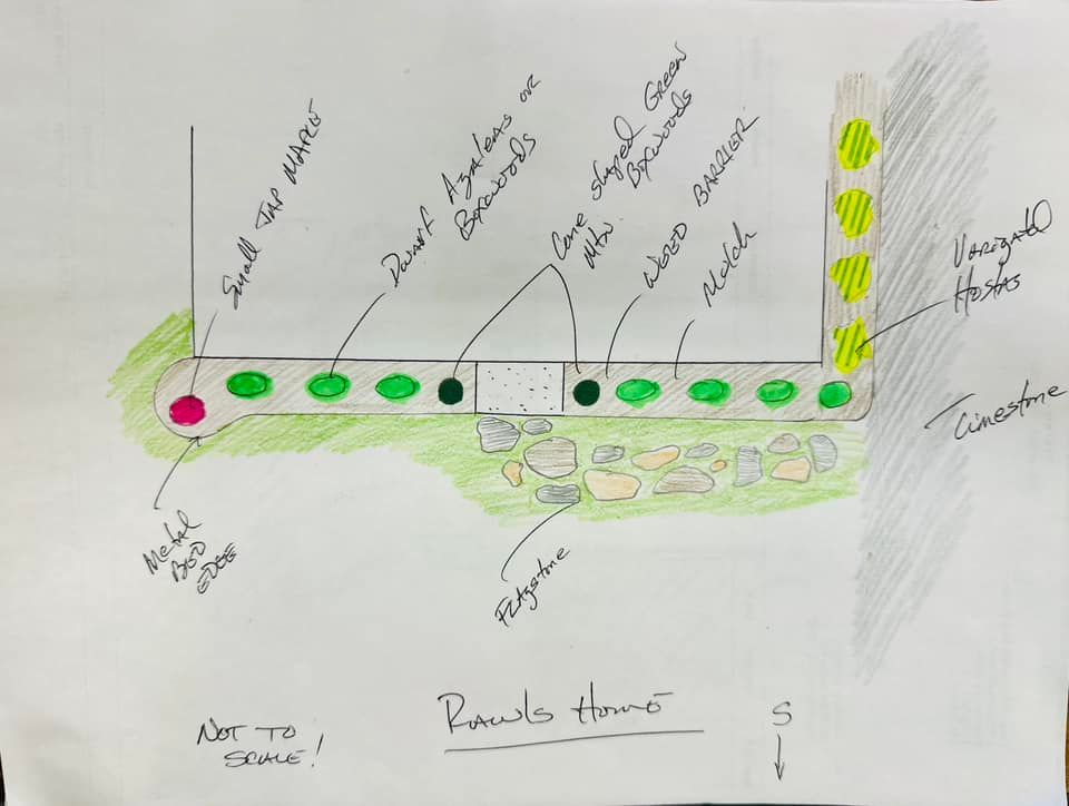 A drawing on a piece of paper that says ' rancho home ' on it