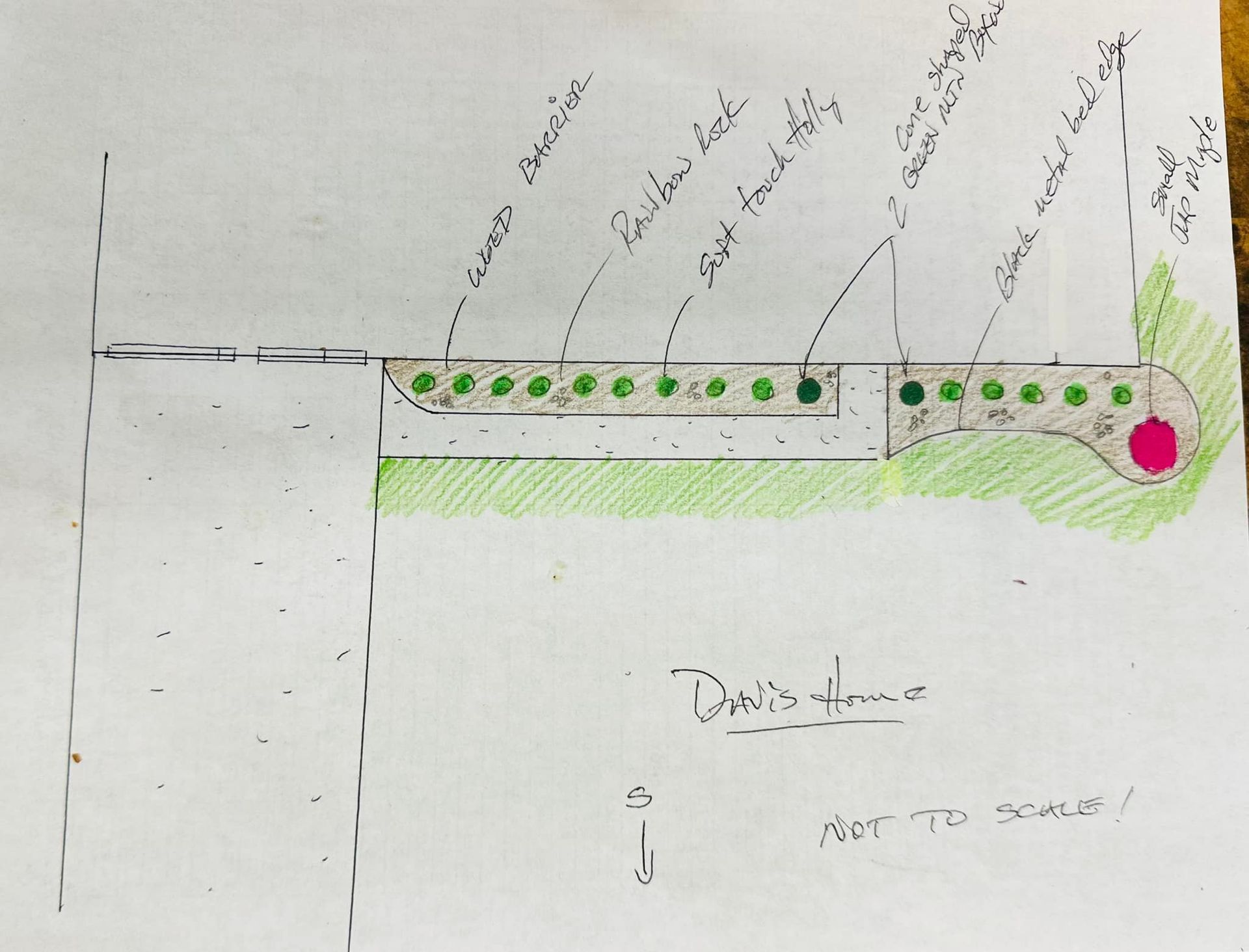 A drawing on a piece of paper that says ' design ' on it