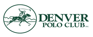 The logo for the denver polo club shows a man riding a horse.