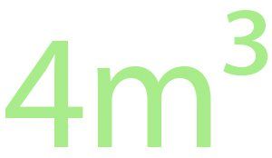 text image with capacity size 4m³ in light green