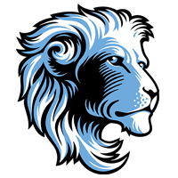 blue and white lion logo