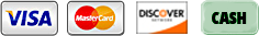 Payment Icons - Visa, MasterCard, Discover, Cash