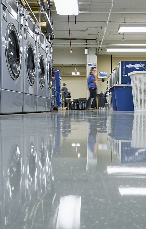 Laundromat epoxy floor installation