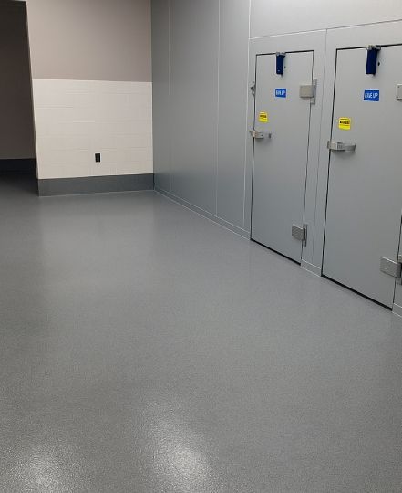 epoxy flooring installed in a commercial cold storage room