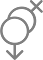A male and female symbol with an arrow pointing down.