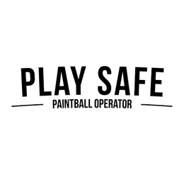 A black and white logo for a paintball operator.