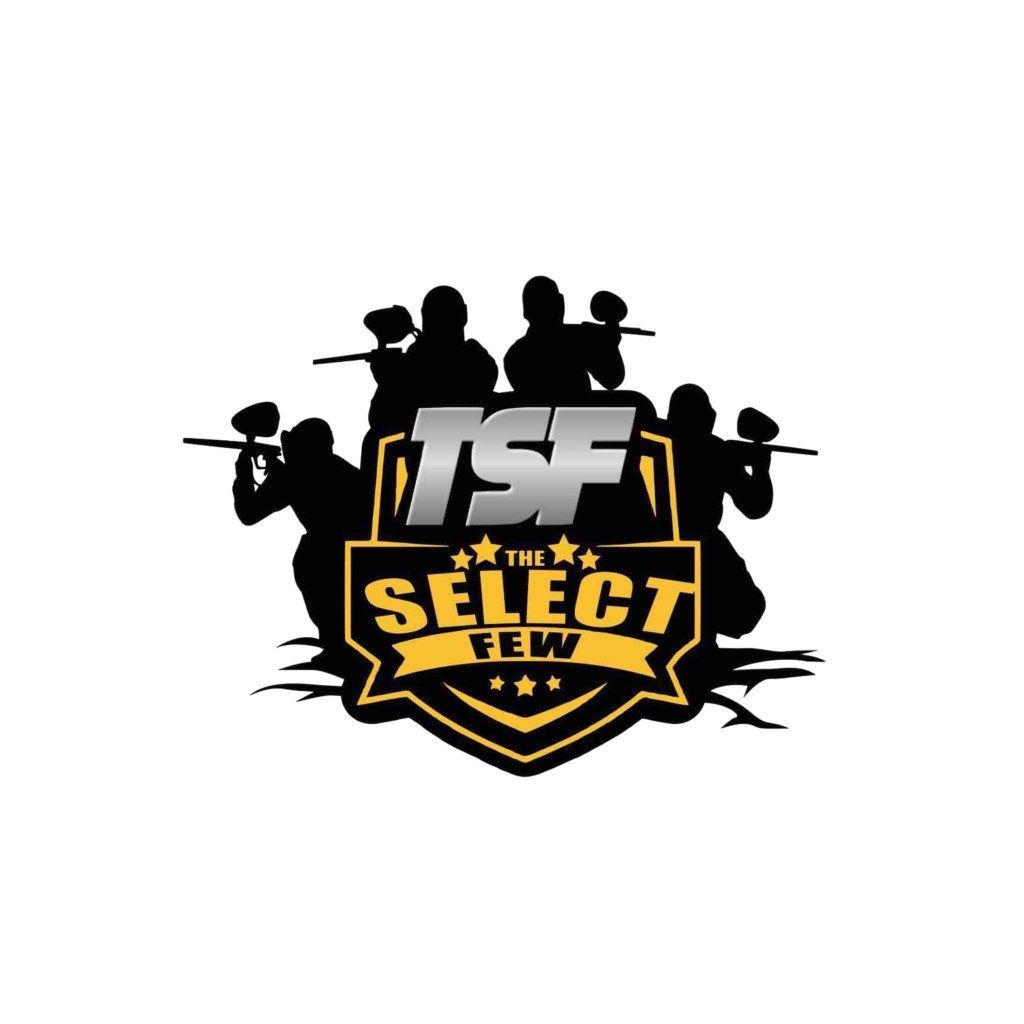 Logo: Silhouettes of paintball players, text 