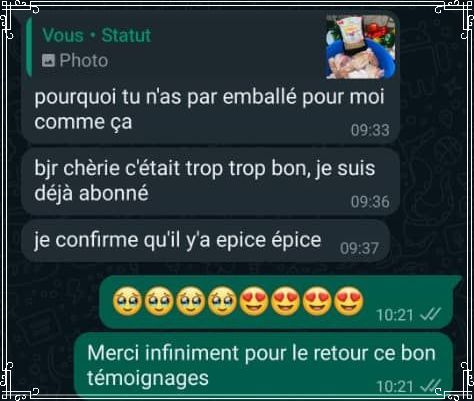 Une capture d'écran d'un message texte entre deux personnes en français