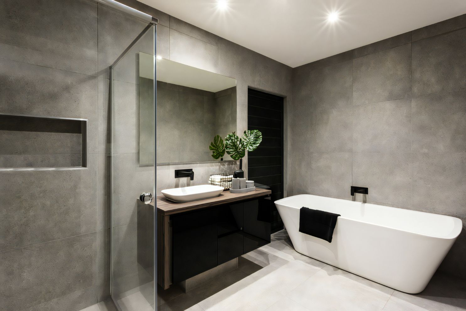 A Bathroom with A Bathtub, Sink and Shower — Cemak Constructions in Port Macquarie, NSW
