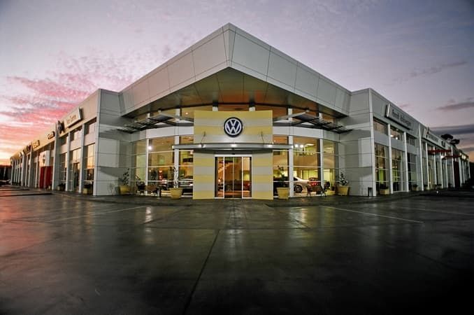 A Large Volkswagen Dealership with A Lot of Windows — Cemak Constructions in Port Macquarie, NSW