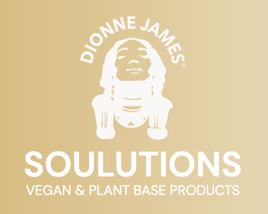 A logo for dionne james soulutions vegan and plant base products